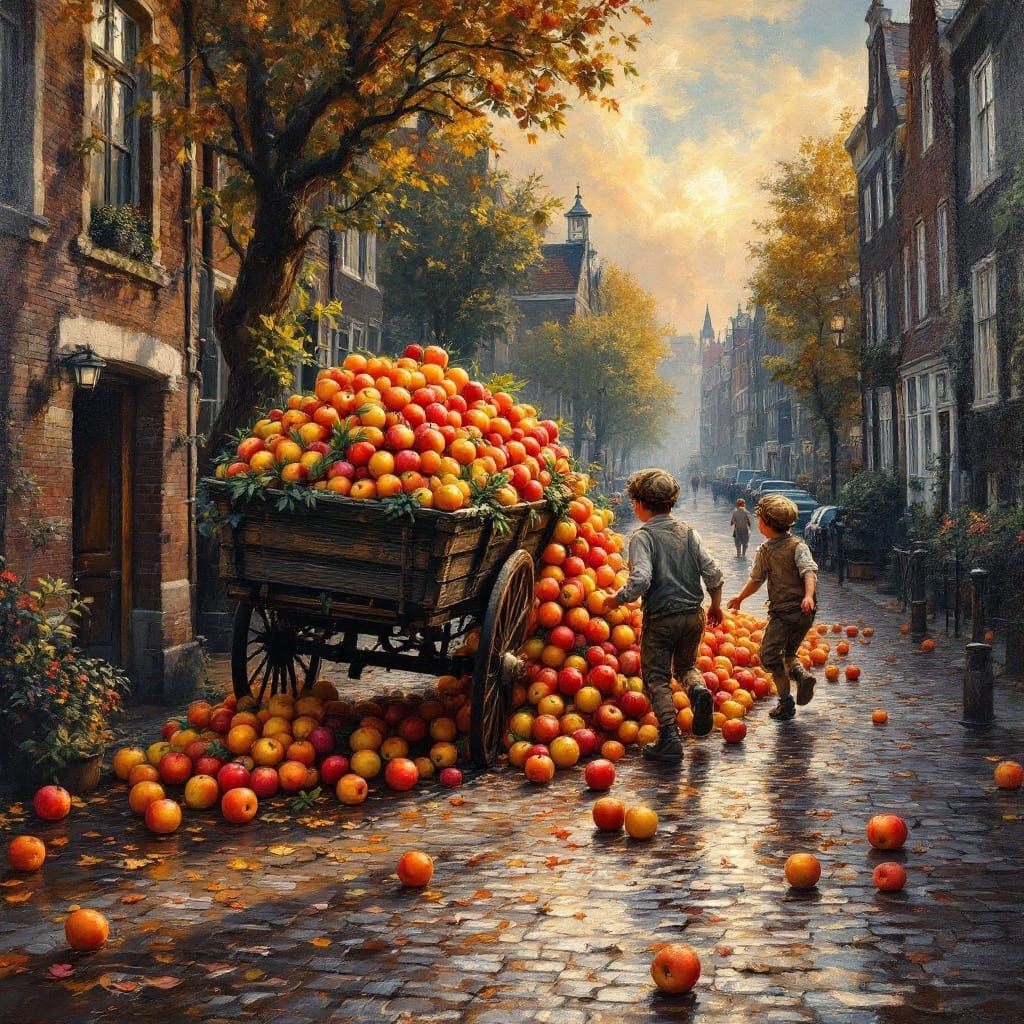 Vibrant Amsterdam Harvest Scene in Neo-Impressionist Style