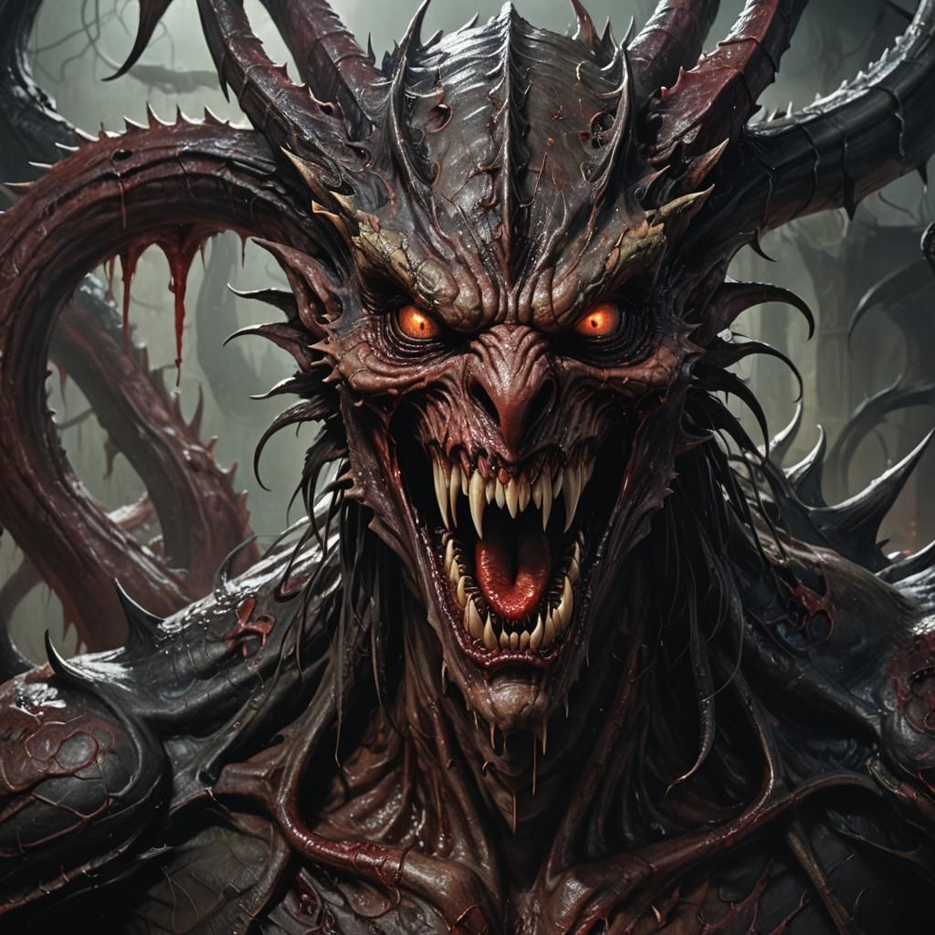 Hideous Jabberwock Portrait in Dark Fantasy Art