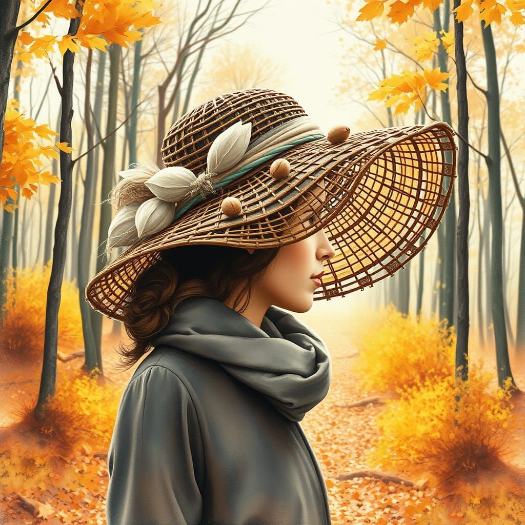 Nordic Fashionista in Autumn Forest Hat