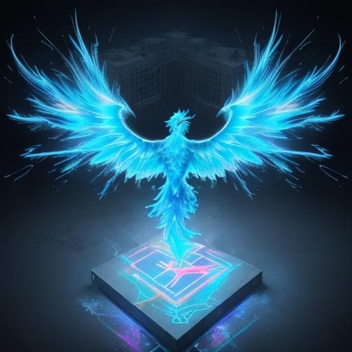 Blue Phoenix Optical Fiber Graffiti Art