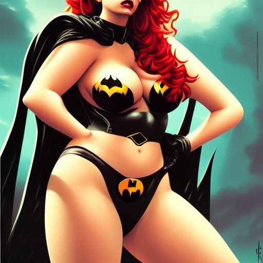 Batman Bikini Pin-Up in 90s Pop Art Style