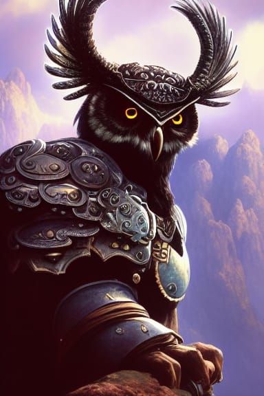Majestic Owl Warrior in Gold Armor