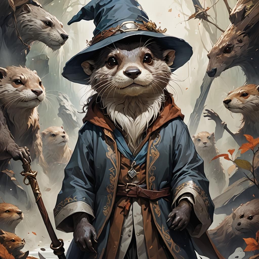 Anime Otter as Gandalf in Fantasy Illustration