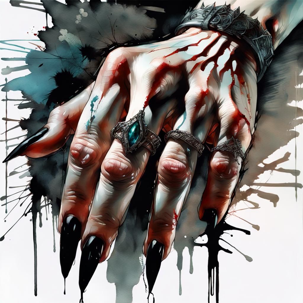 Witch's Hand Holding Apple in Dark Fantasy Style