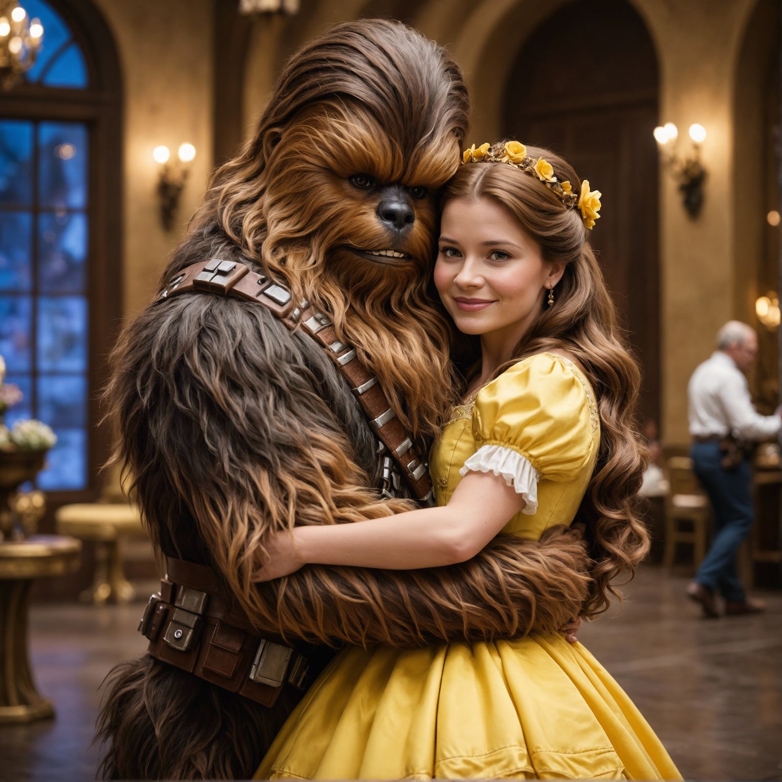 Chewbacca and Princess Belle Hug: A Fairy Tale
