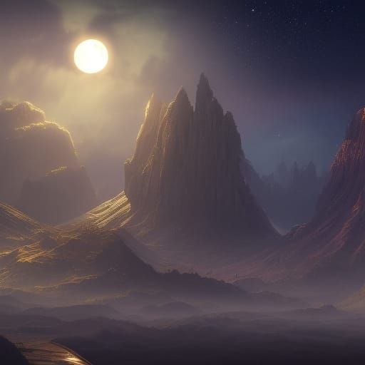 Fantastical Moon and Stars Matte Painting