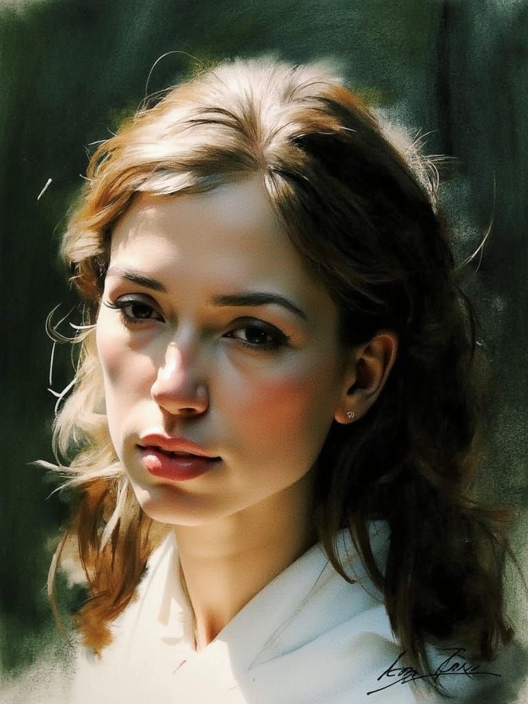 Meticulous Charcoal Sketch of a Woman's Face in Hyper-Realis...