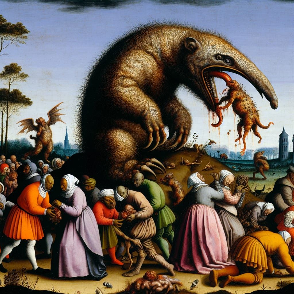 Surreal Northern Renaissance Creature Devours People in Grot...