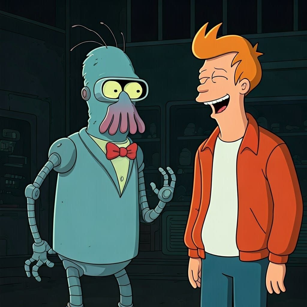Futurama's Zoidberg and Fry in Cartoon Style