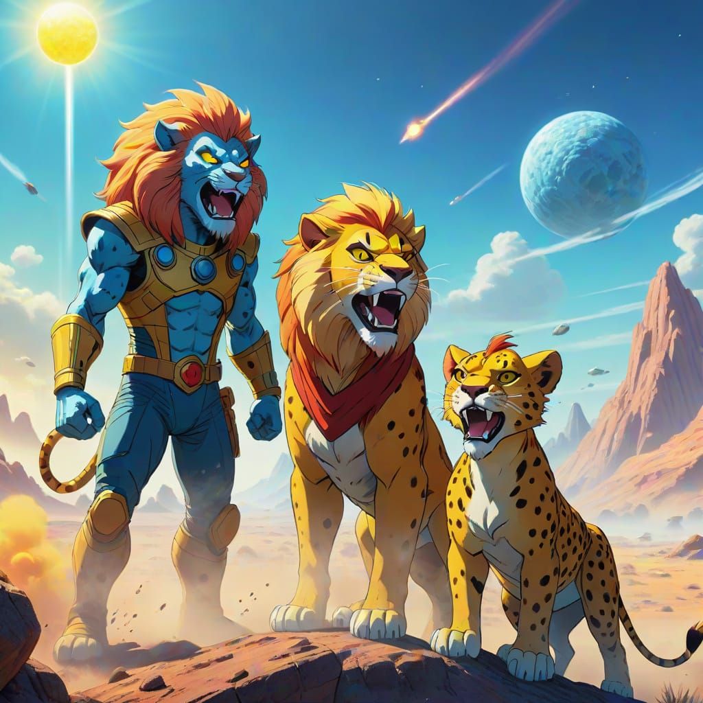 Snarf Entertains Cheetara and Lion-O in Comic Book Style