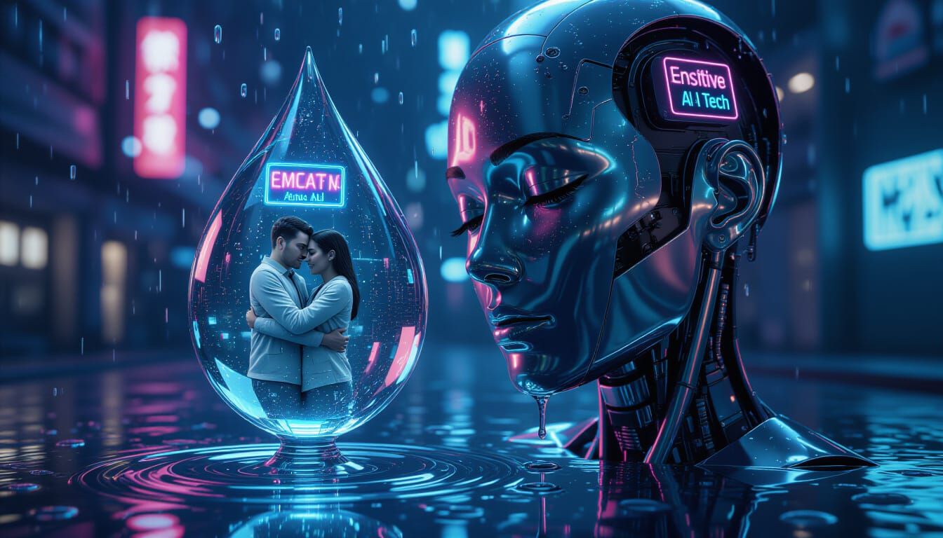 AI Tear Reflects Humanity in Cyberpunk Style