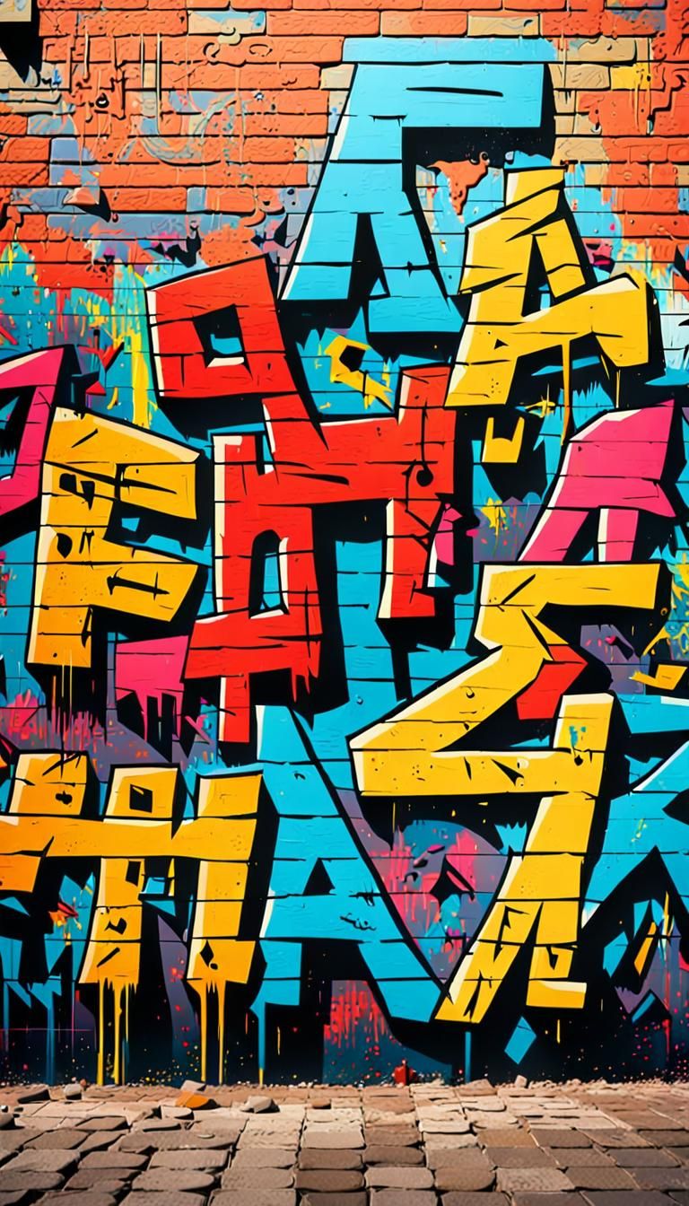 Vibrant Graffiti Street Art on Brick Wall