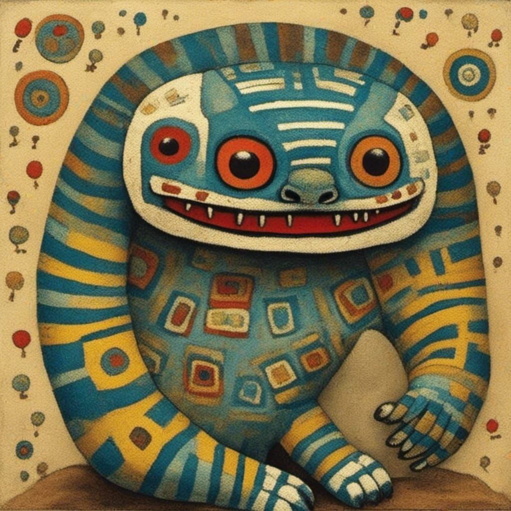 Quetzalcoatl in Dubuffet Dolls Style