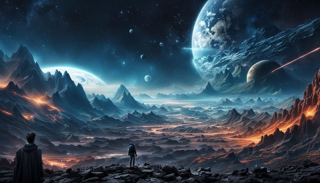 Cosmic Battle: Azimuth vs Nadir in Digital Art