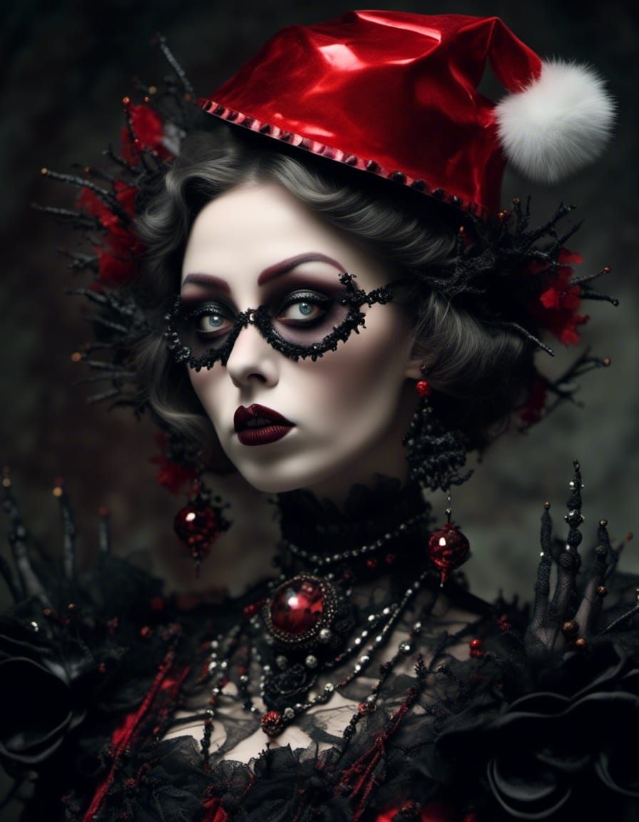 Dark Gothic Mistress Mrs. Clause Portrait