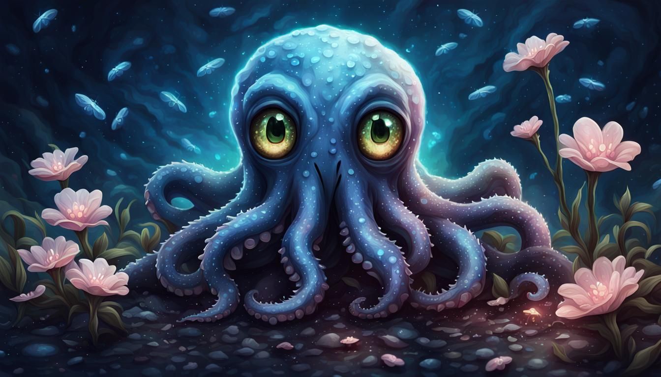 Adorable Cthulhu in Hyperrealistic Digital Art