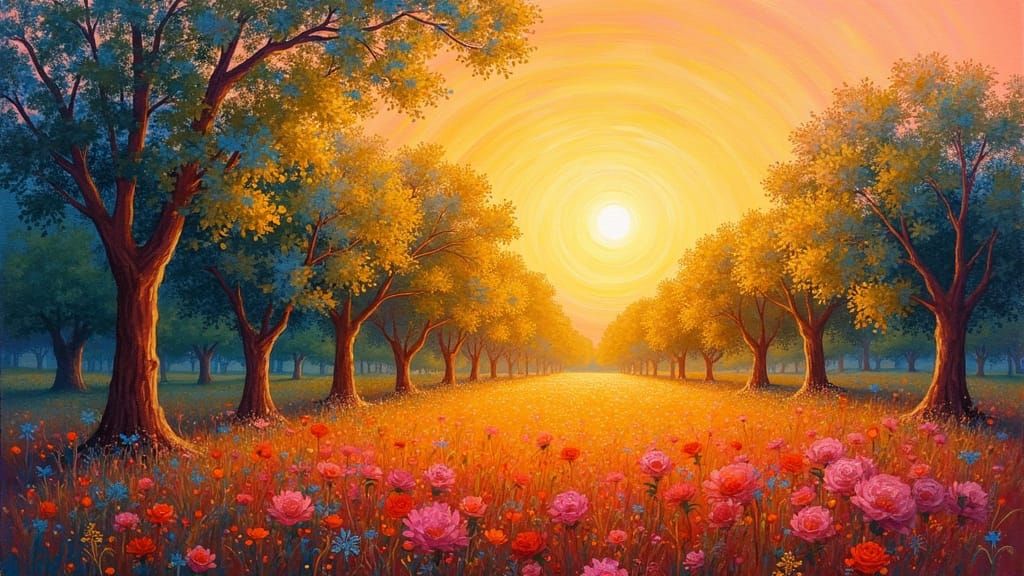 Expressionist Painting at Golden Hour in Impasto Style