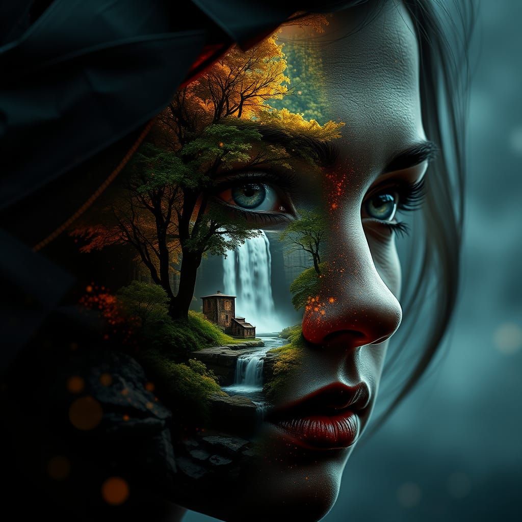 Enchanting Human Face with Magnetic Features and Intricate D...