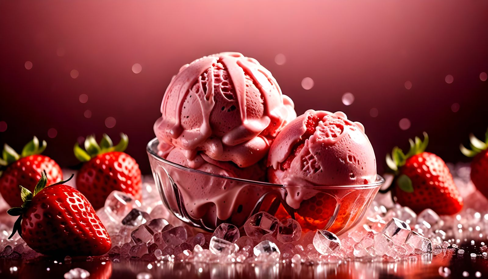 Detailed Strawberry Ice Cream and Cola Photo