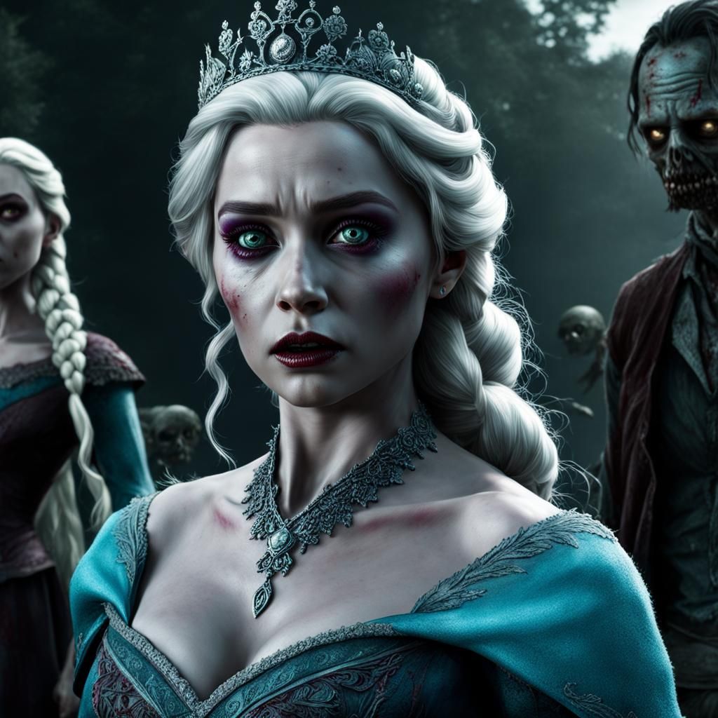 Scary Zombie Queen Elsa Walking Dead