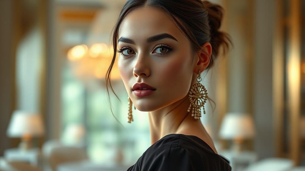 Elegant Fashion Model Portrait in Luxury Setting
