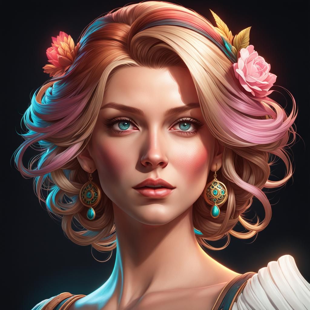 Detailed Portrait of Sonia Nevermind in Art Nouveau Style