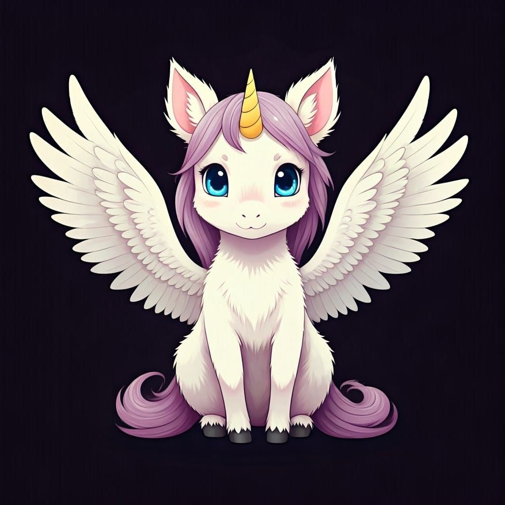 Cute Alicorn with Wings in Anime Style