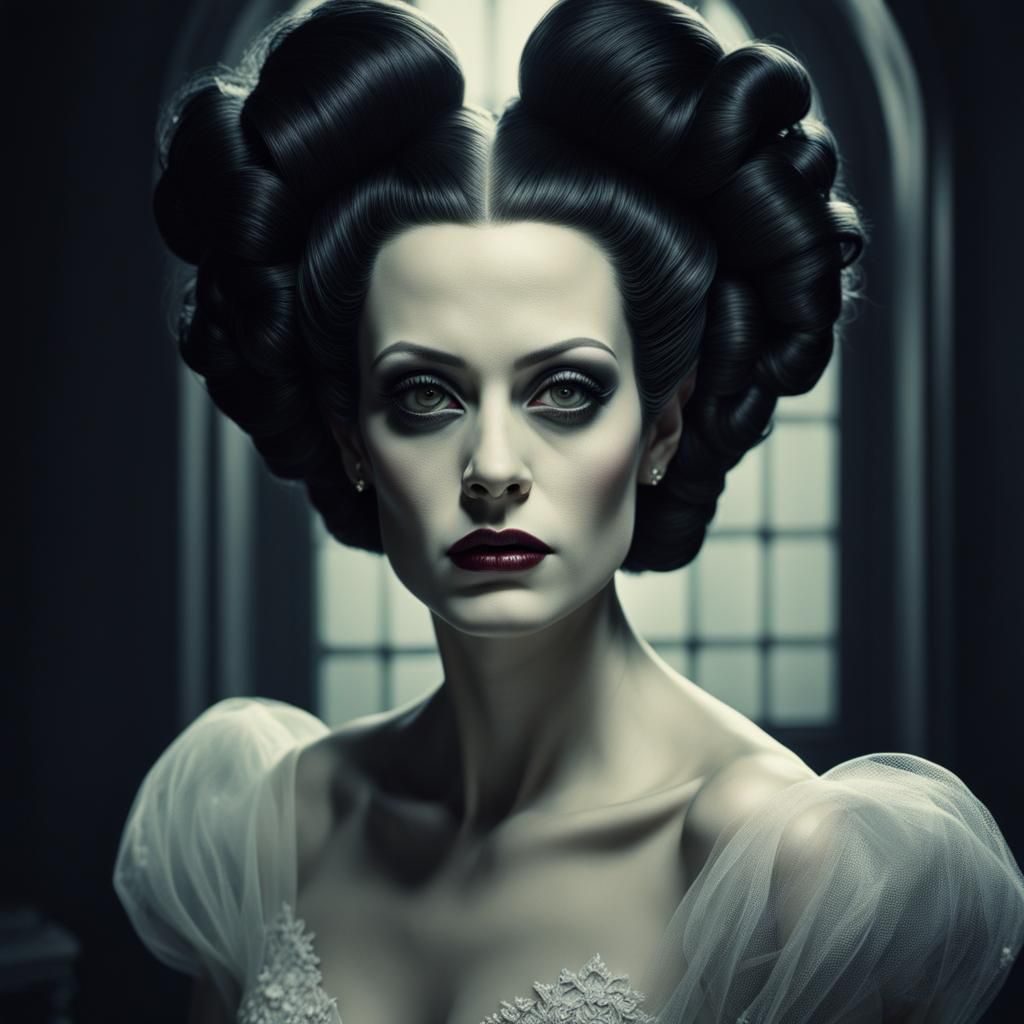 Hyperrealistic Bride of Frankenstein Portrait in CGI VFX