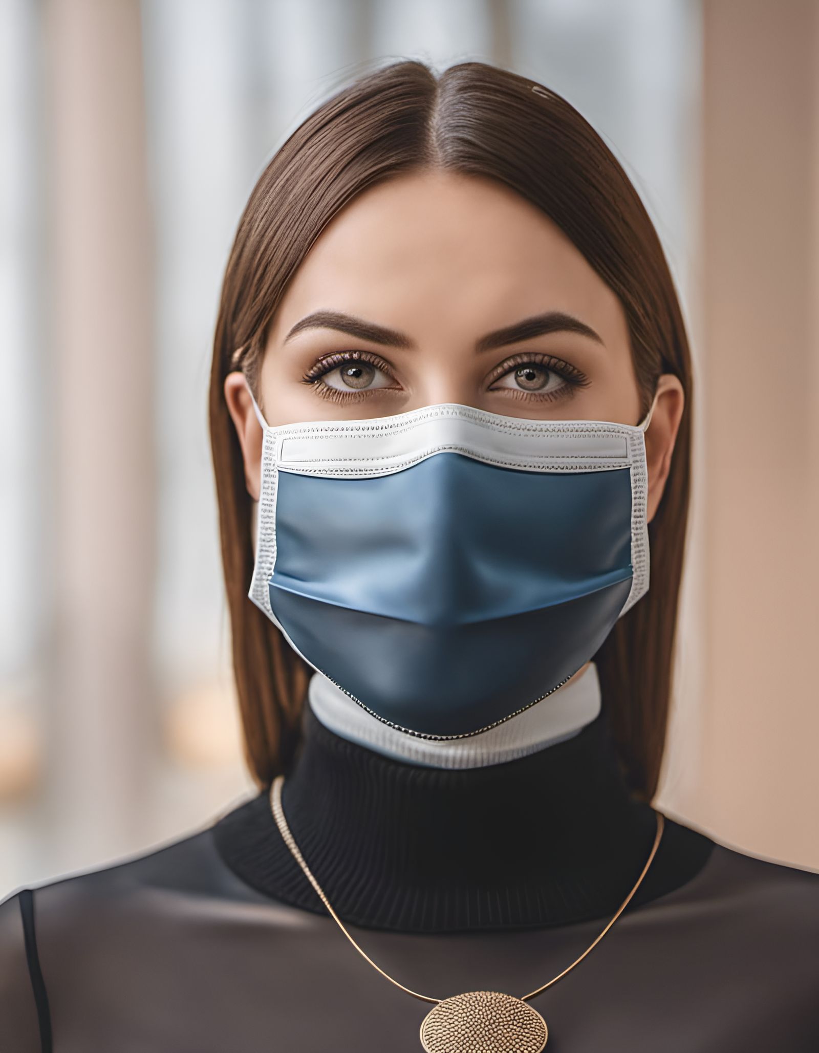 Beautiful Woman in Facemask: Hyperrealistic 8k Portrait