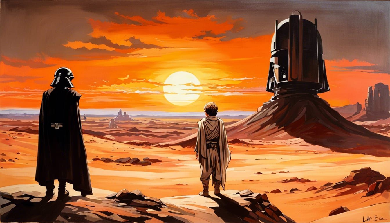 Tatooine Sunset: A Cinematic Oil Painting