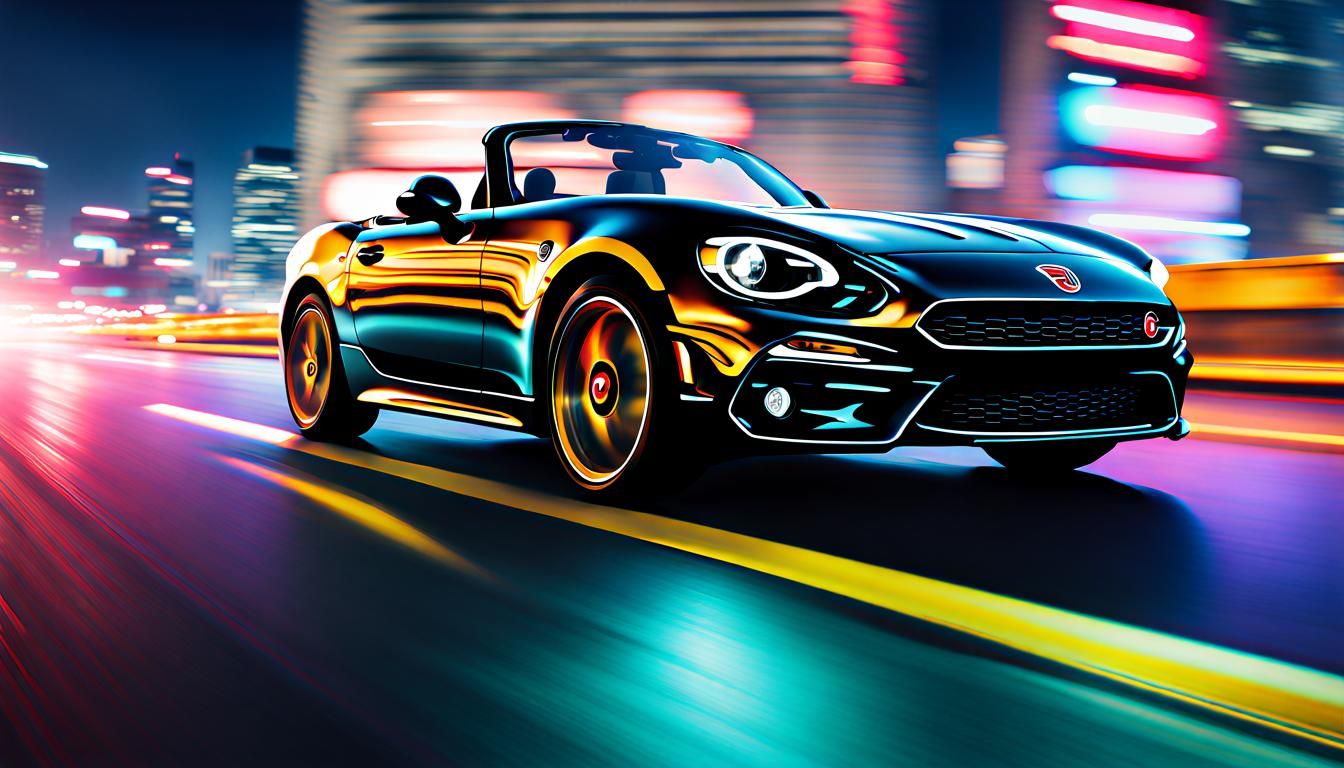 Abarth 124 Spider Races Down Neon Highway
