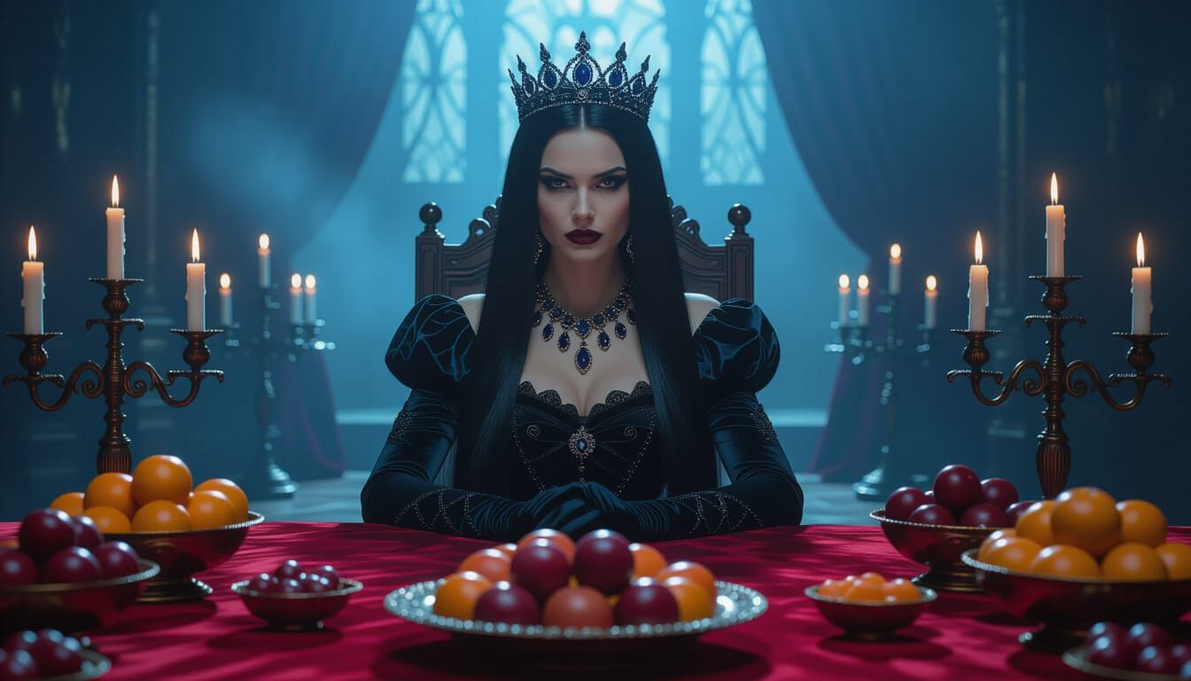 Gothic Queen in Sapphire Crown, Regal Feast