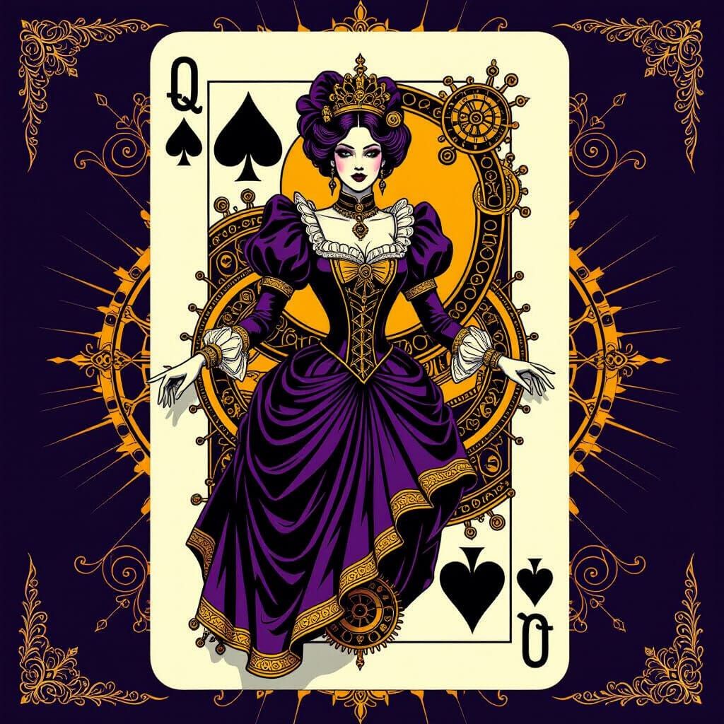 Queen of Time Bombs Victorian Card Art