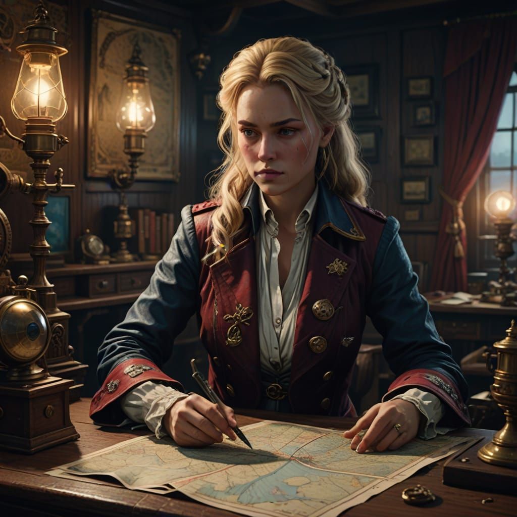 Fantasy Pirate Concept Art in Rich Maritime Colors