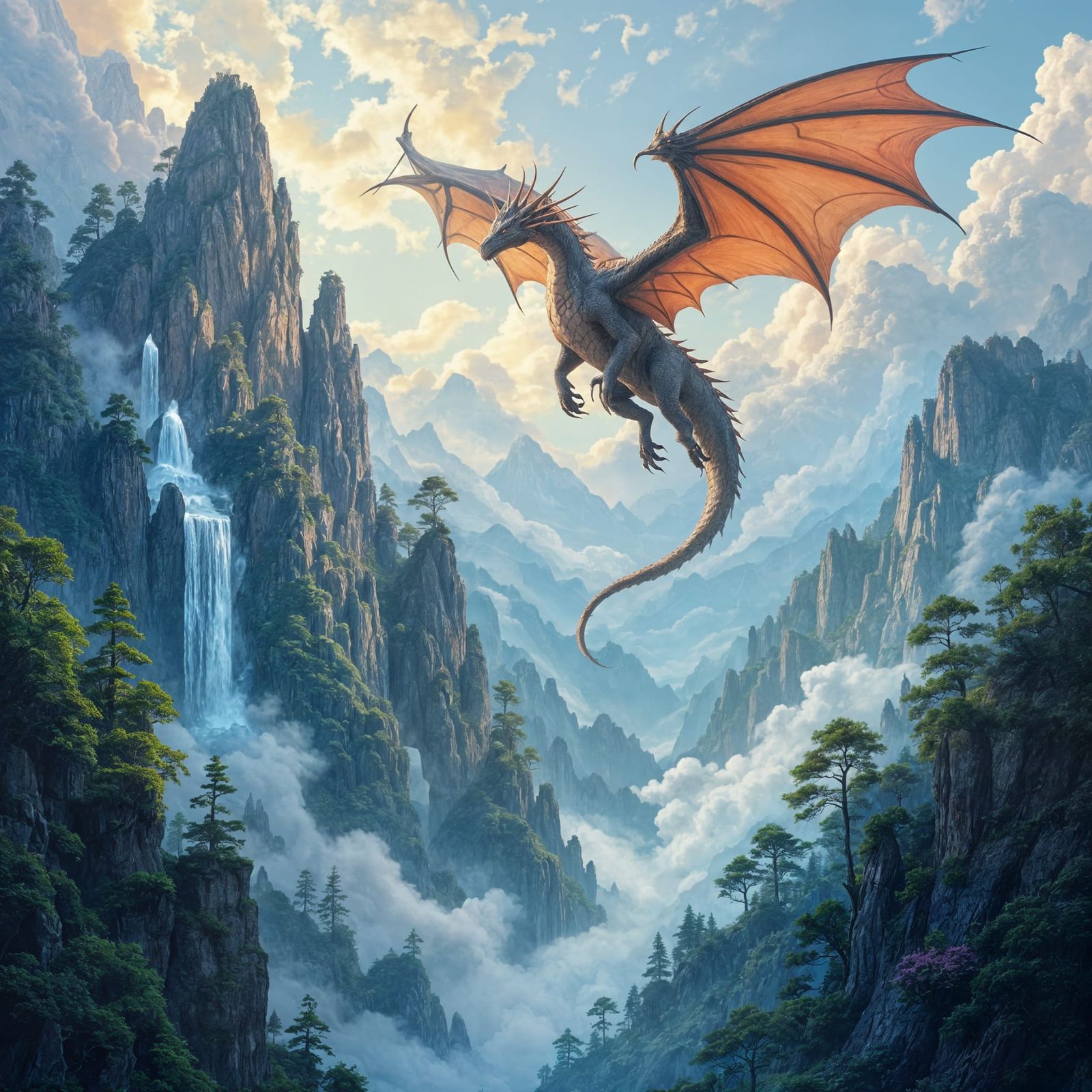 Dragons Soaring Over Mystical Realm