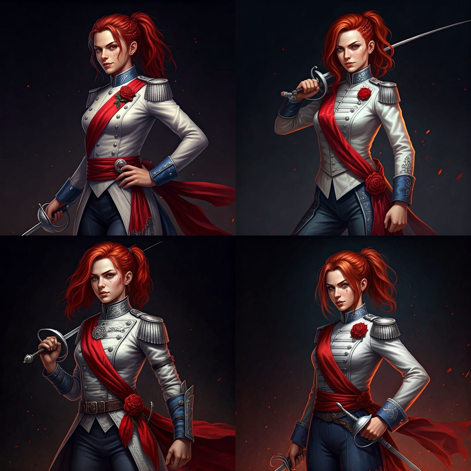 French Duelist in Military Uniform with Red Sash