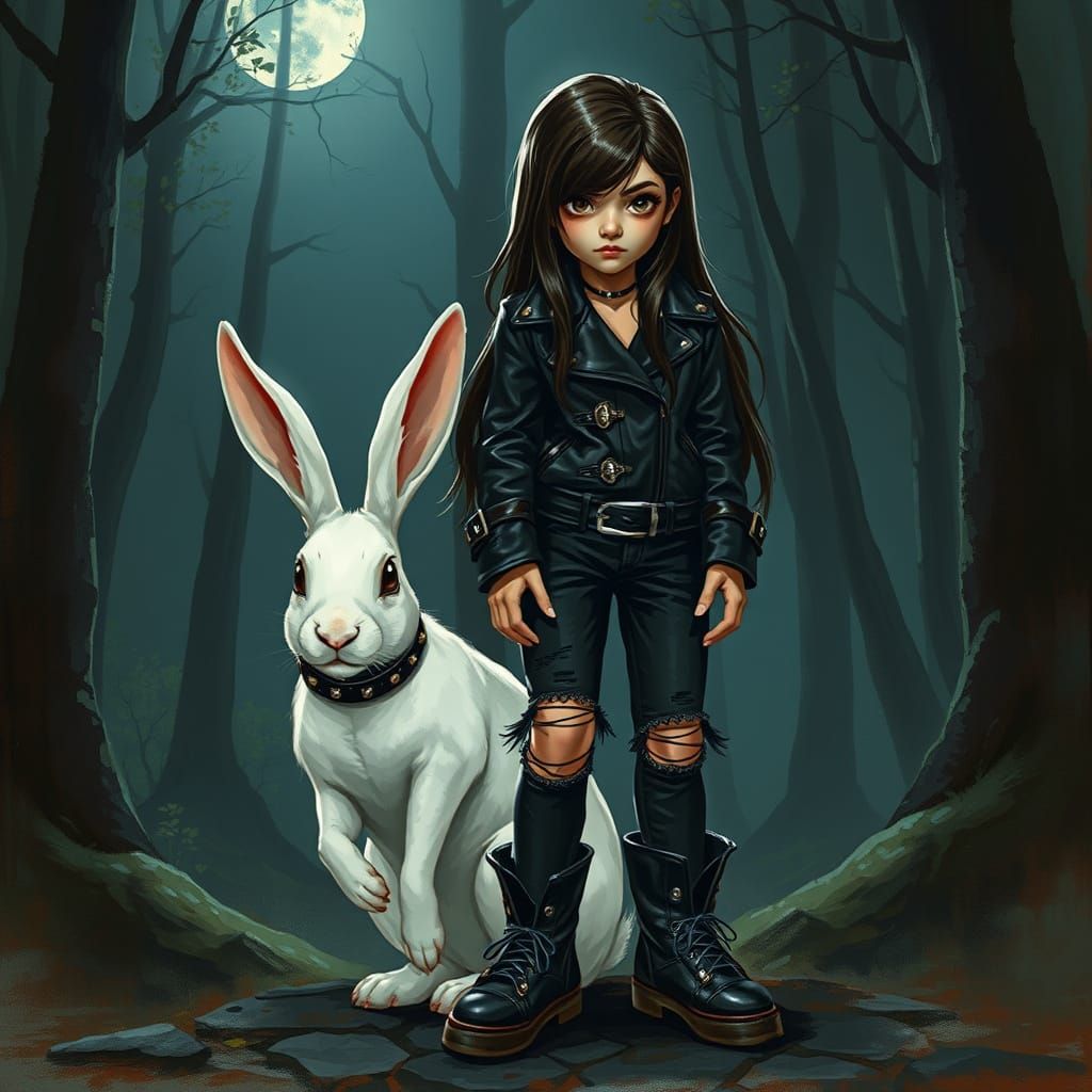 Dark Fantasy Alice Ramone with White Rabbit