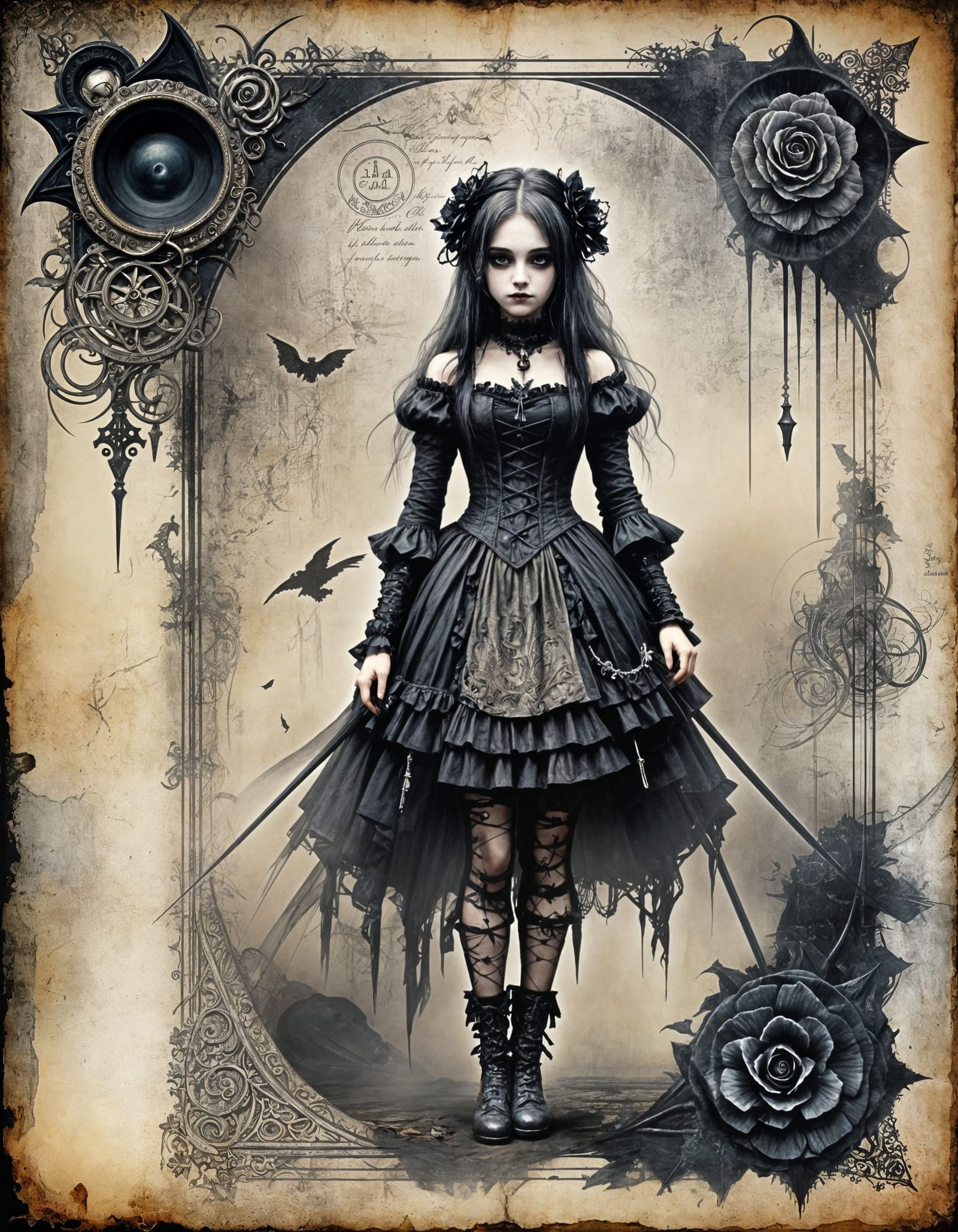 Create  a little gothic girl art by luis royo  of  a Printab...