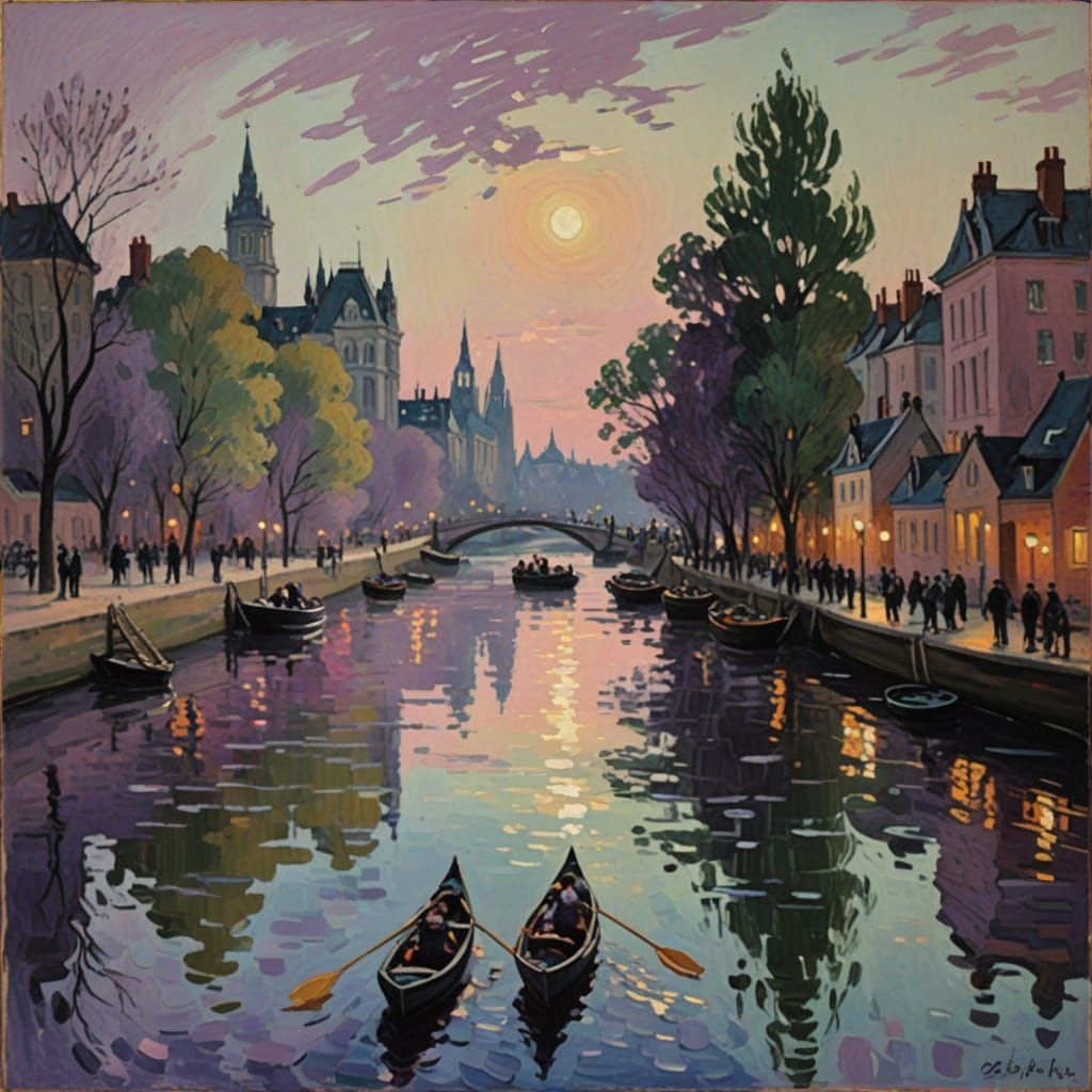 Morning Serenity on the Thames River in Impressionist Style