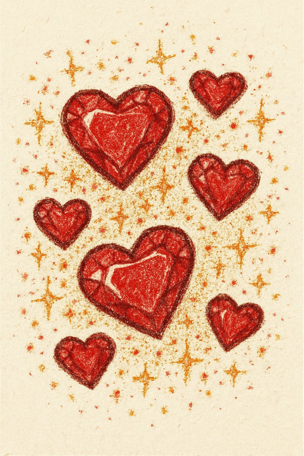 Red Ruby Hearts with Gold Fairy Dust