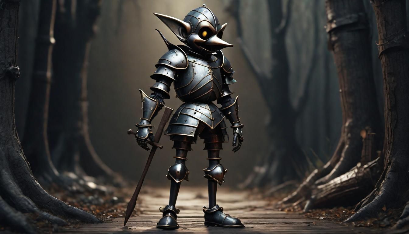 Dark Fantasy Pinocchio Knight in Gritty Fairytale Style