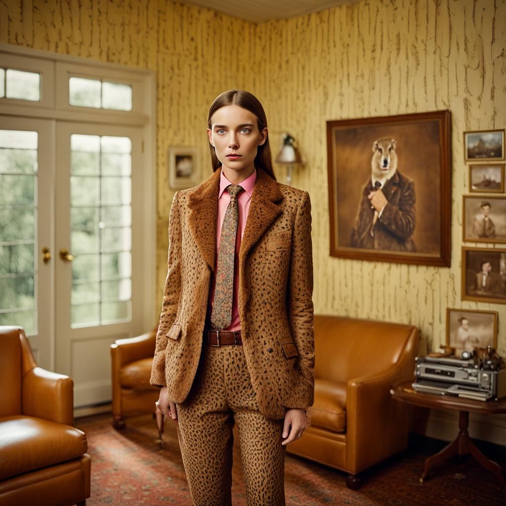 Model in Gopher Bikini, Wes Anderson Style