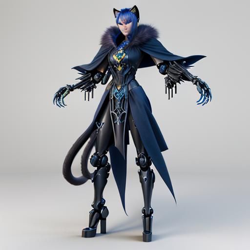 Cyberpunk Displacer Beast: Sleek Feline Robot