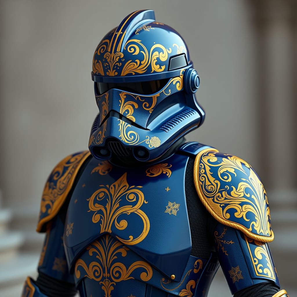 Renaissance-Style Star Wars Clone Trooper in Elegant Gold Ar...