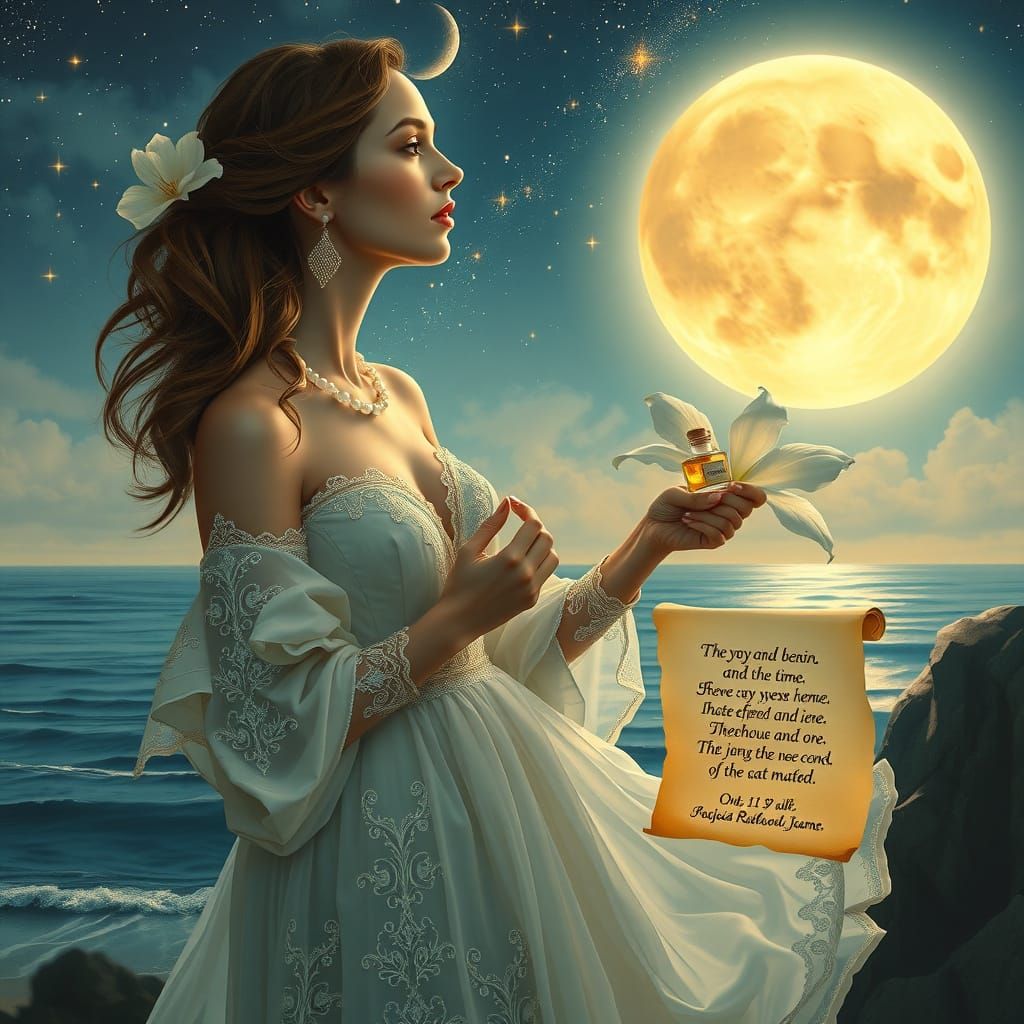 Ethereal Beauty Contemplates Celestial Wonder