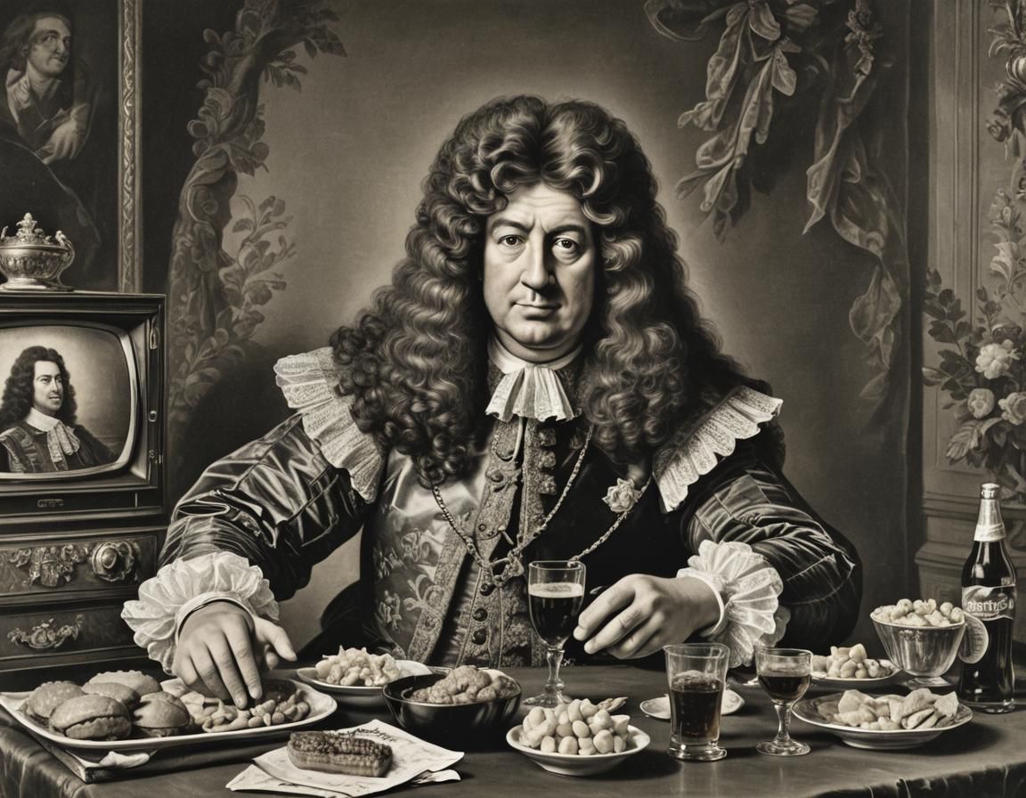 King Louis XIV of France watching a match of football.