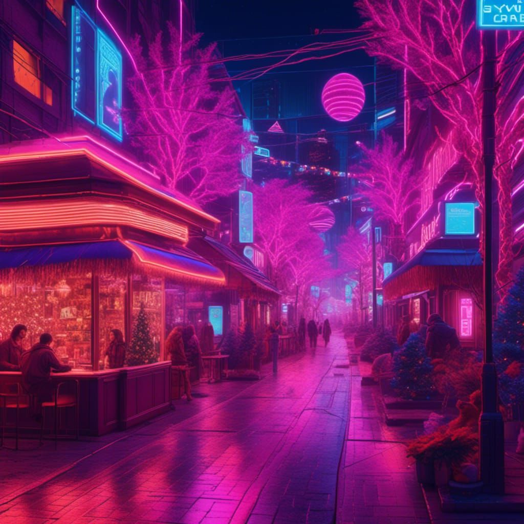 Christmas in a Synthwave Cyberpunk City