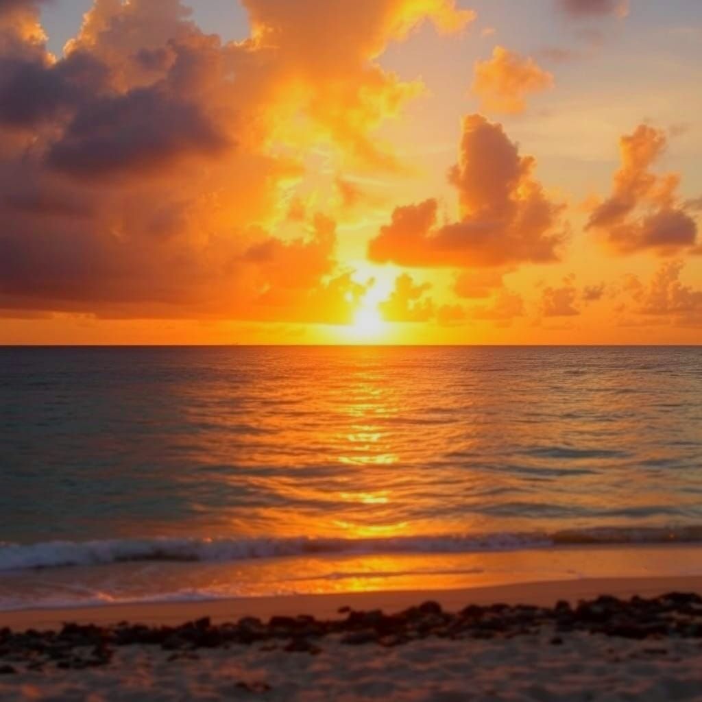 Bermuda Beach Sunset with Heavenly Sunbeams