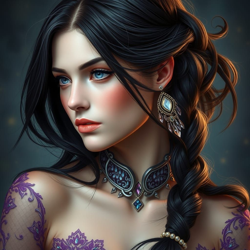 Regal Enchantress with Shimmering Silks and Fae Gold