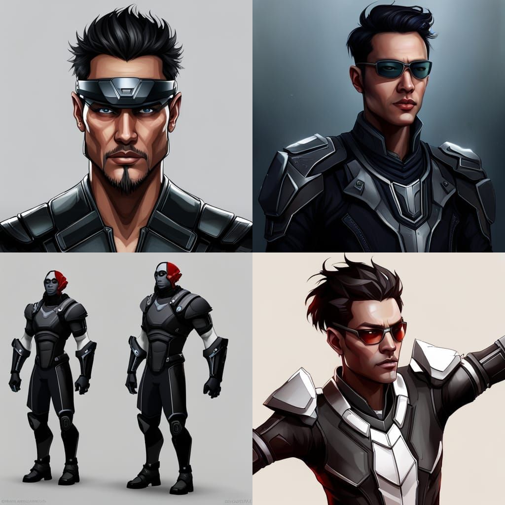 Futuristic Vigilante in Tactical Suit: Digital Matte Paintin...